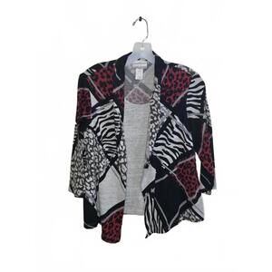 Alfred Dunner Petite Women's Animal Print Open Front Cardigan